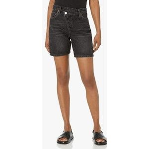 Blank NYC High Rise Button Fly Crossover Denim Jean Shorts size 28 Sz 6 Black